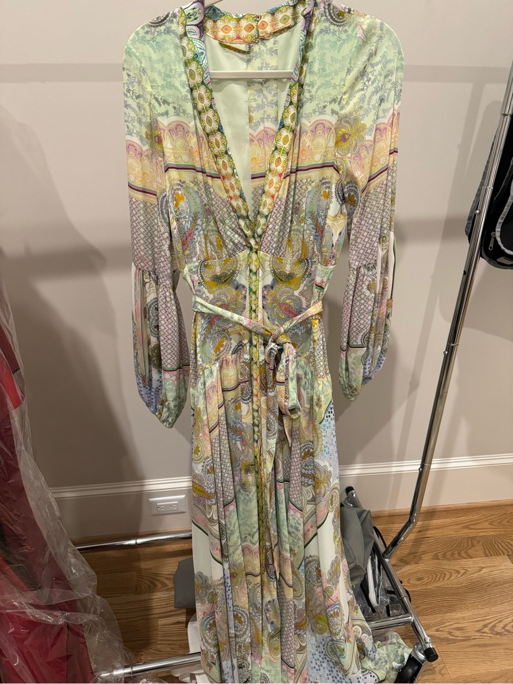 Alexis Pastel Paisley V-Neck Maxi Dress in Mint and Lilac